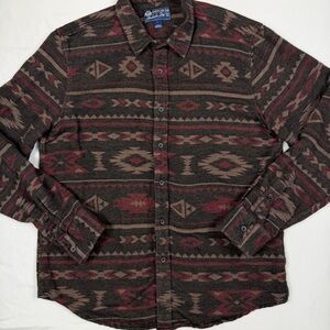 American Rag Southwestern Aztec Button Up Shirt L Tribal Western Flannel EUC